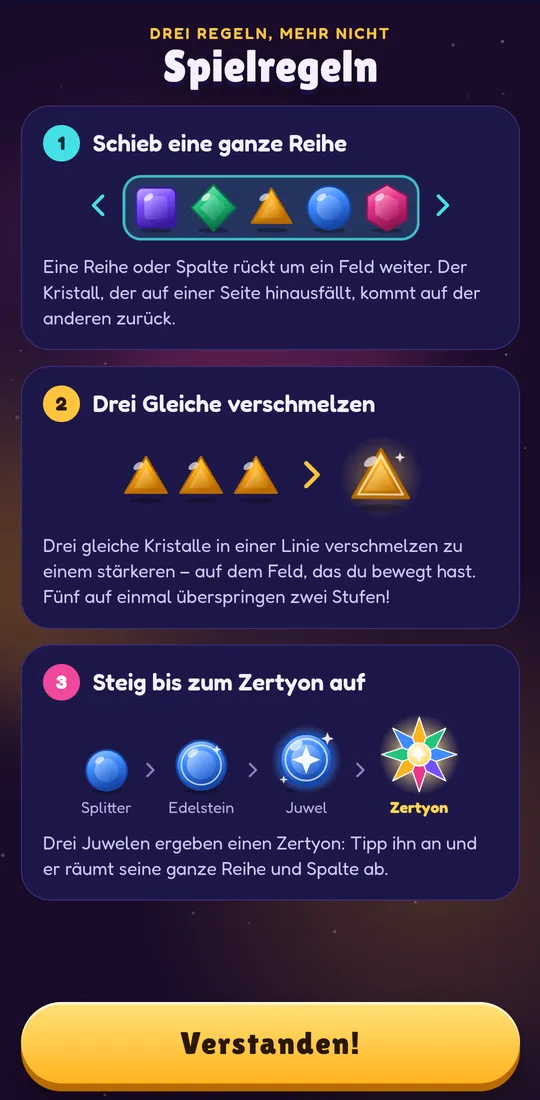 Screenshot von Zertyzzle: Drei Regeln, mehr nicht