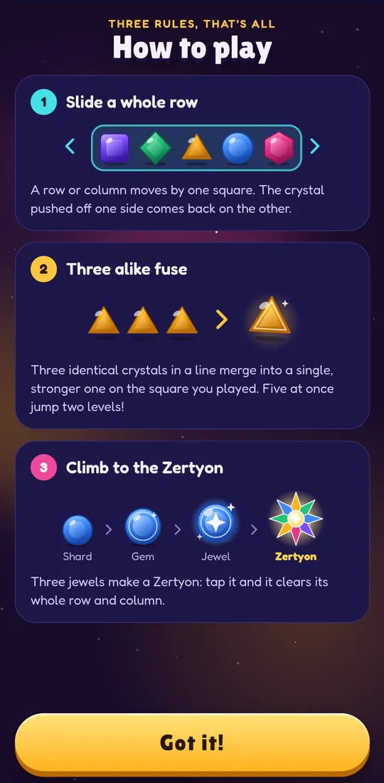 Zertyzzle screenshot: Three rules, that's all