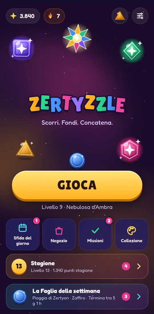 Screenshot di Zertyzzle: Sfida settimanale e leghe da 30 giocatori